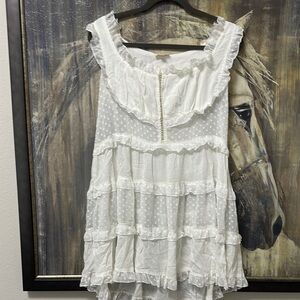 POL White Ruffled Mini Dress. NWOT SMALL